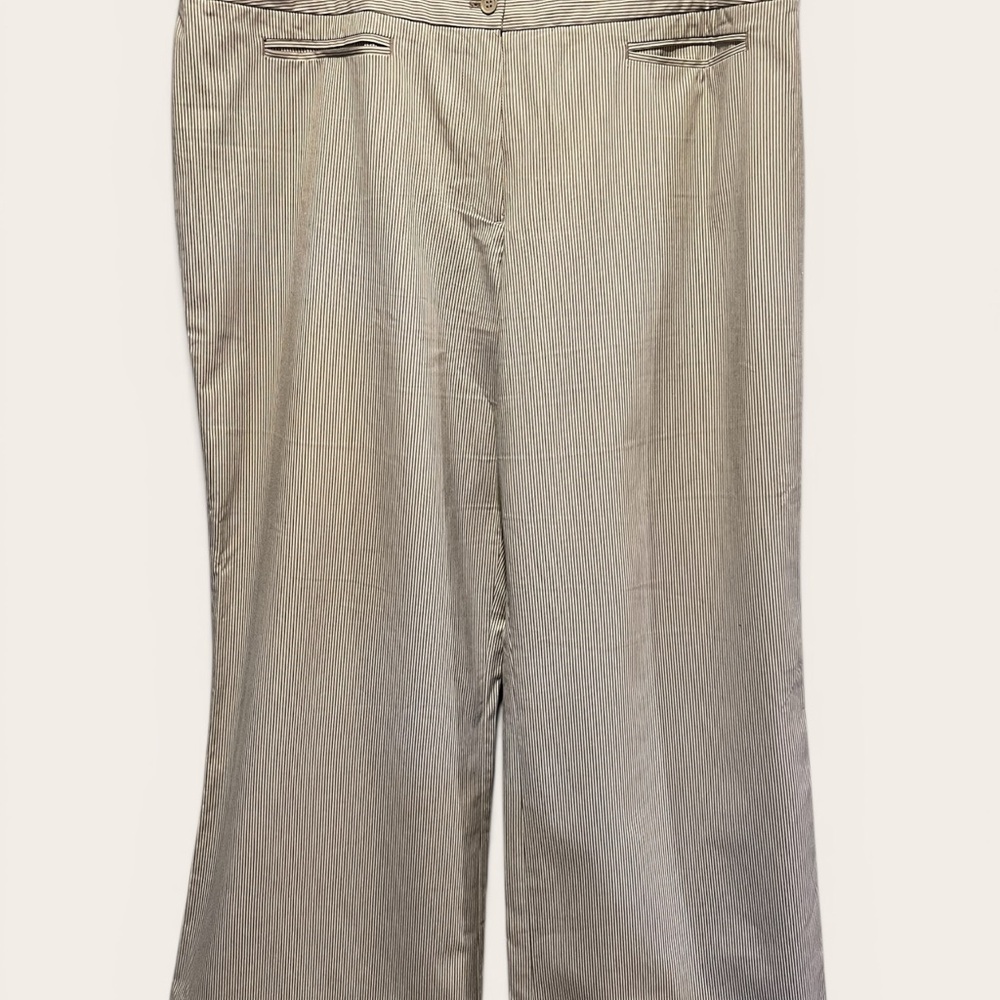 Lane Bryant Neutral Pinstripe Wide-Leg Trousers